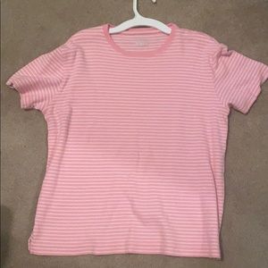 Pink shirt with white stripes